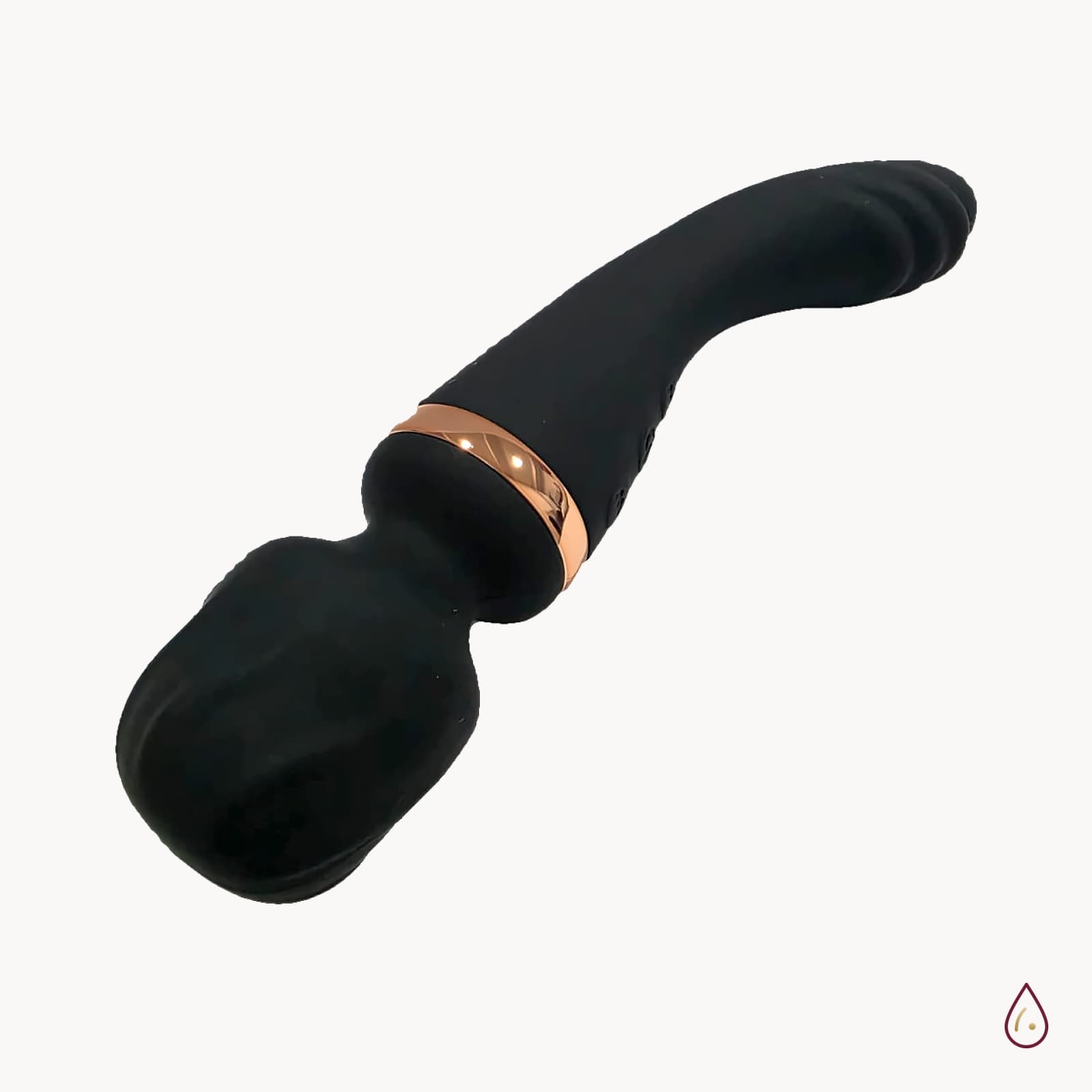 Dvostrani vibrator i dildo 2 u 1 crni – wand masažer i zakrivljeni vibrator, 10 načina vibracije